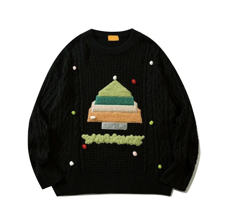 Bow three-dimensional decoration Christmas sweater for men and women