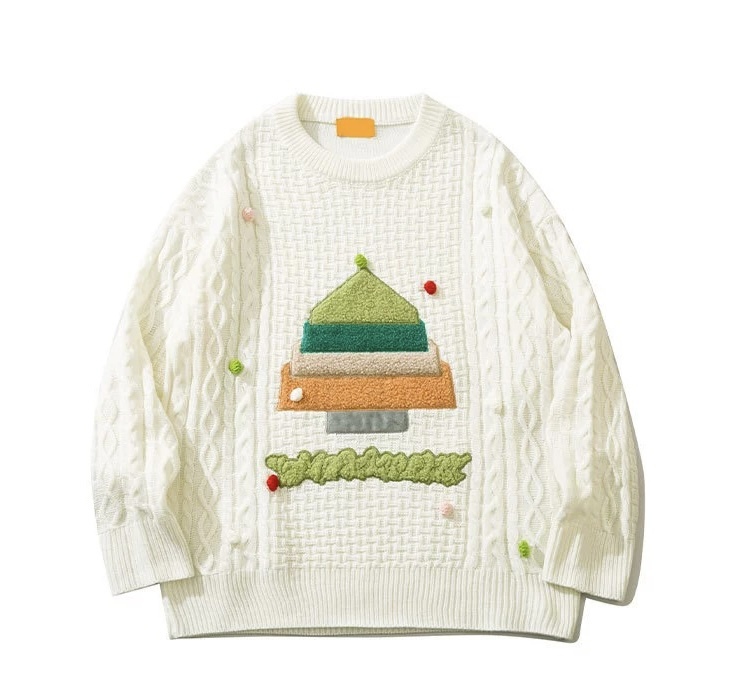 Bow three-dimensional decoration Christmas sweater for men and women