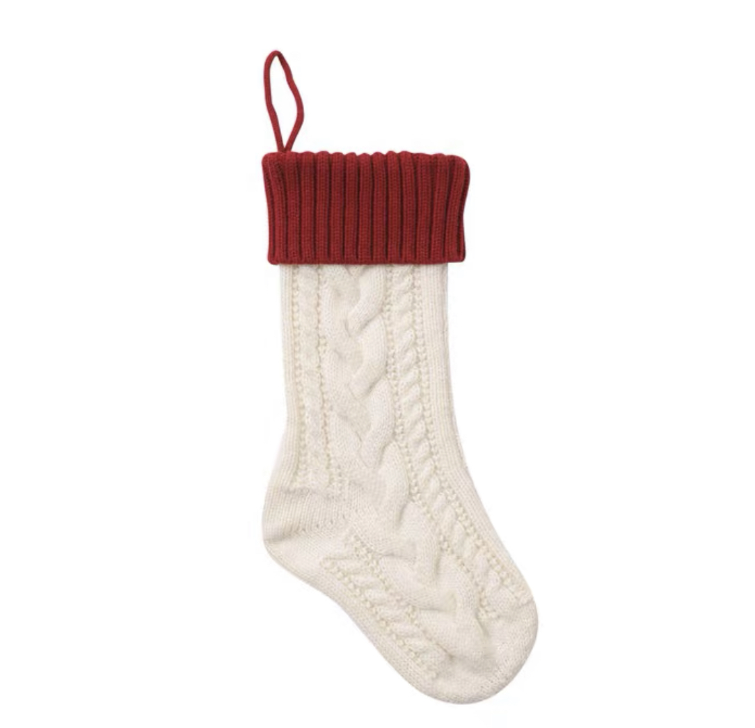 Knitted Christmas Gift Bag Decorative Socks Color Matching Large Capacity Gift Bag