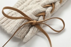 Retro short striped knitted long-sleeve loose bow tie design niche sweater