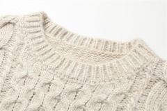 Retro short striped knitted long-sleeve loose bow tie design niche sweater