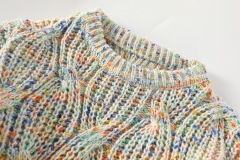 High-quality round-neck pullover long-sleeved colorful dotted short sweater thickened