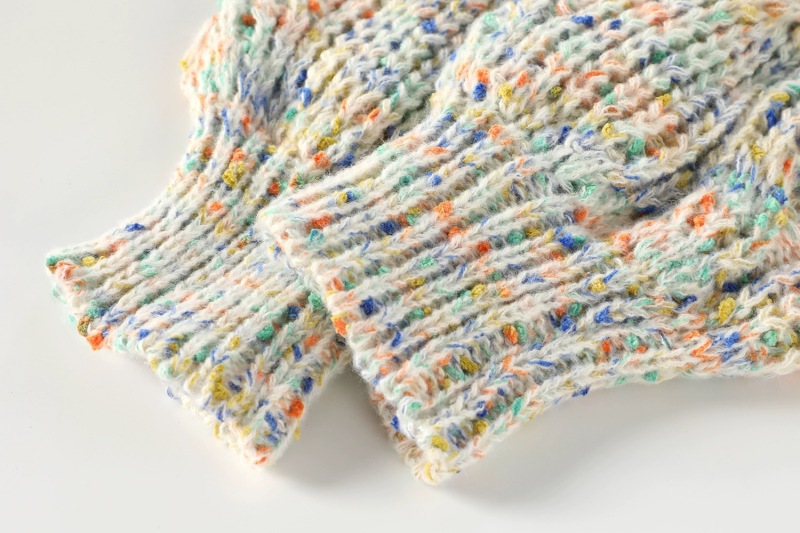 High-quality round-neck pullover long-sleeved colorful dotted short sweater thickened