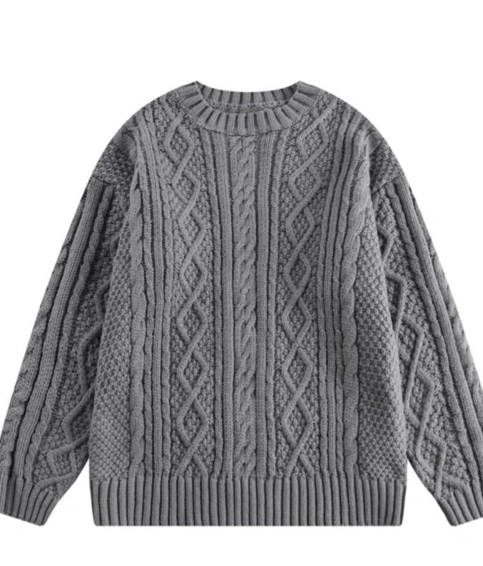 American retro twist knitted couple sweater spring and autumn loose all-match knitted coat