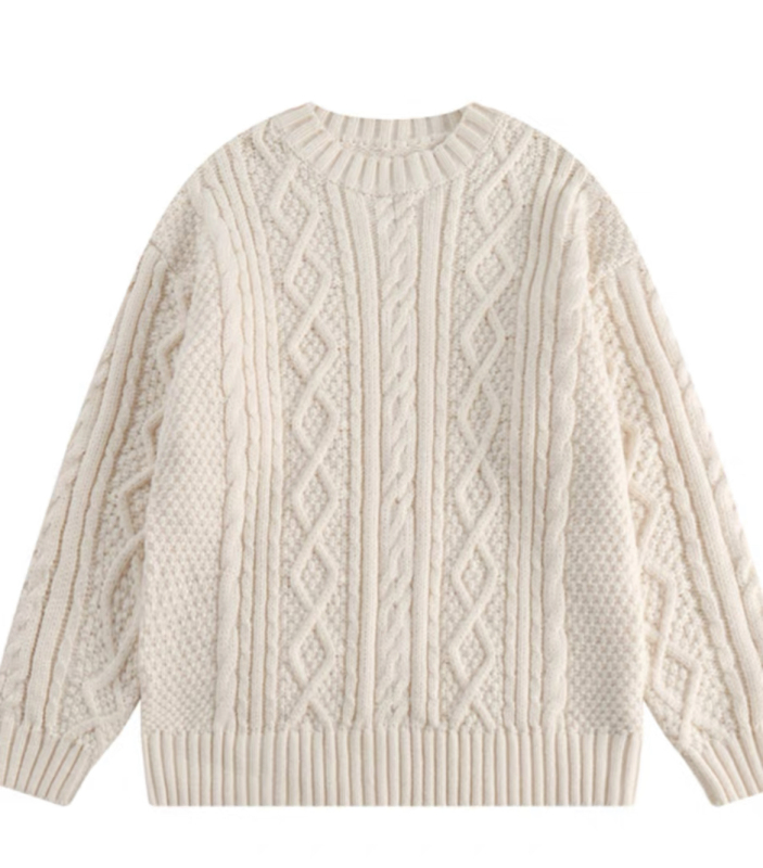 American retro twist knitted couple sweater spring and autumn loose all-match knitted coat