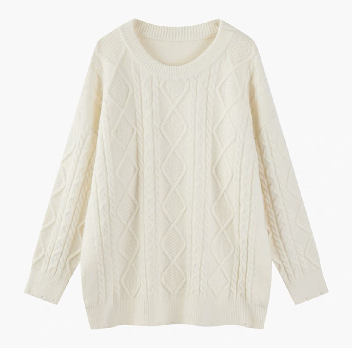 Round neck pullover knitted twist sweater mid-length lazy wind top color customization