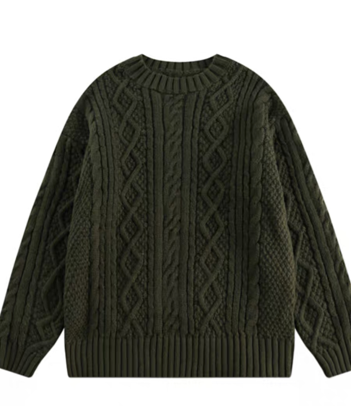 American retro twist knitted couple sweater spring and autumn loose all-match knitted coat