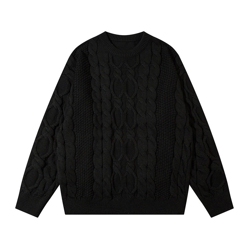 Round-neck Japanese-style twisted loose sweater for outerwear Hong Kong-style knitted jacket