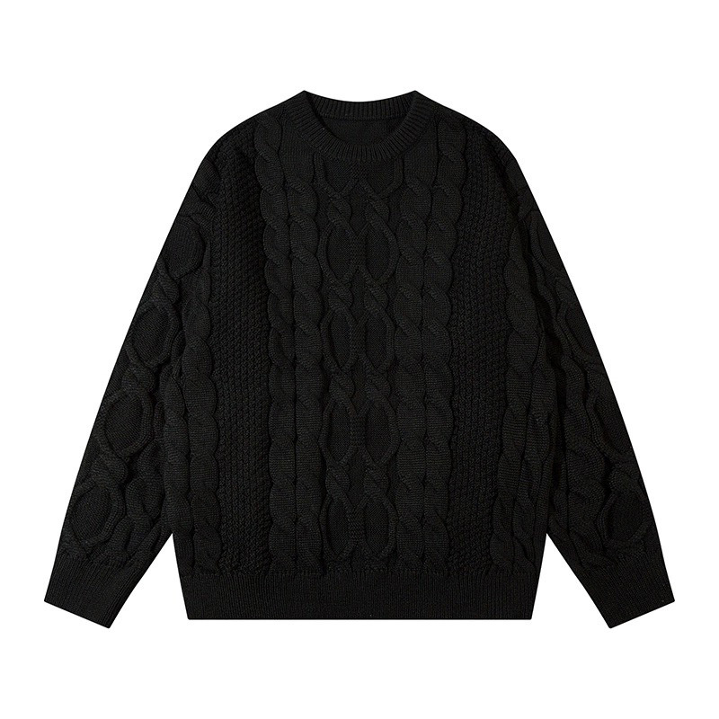 Round-neck Japanese-style twisted loose sweater for outerwear Hong Kong-style knitted jacket
