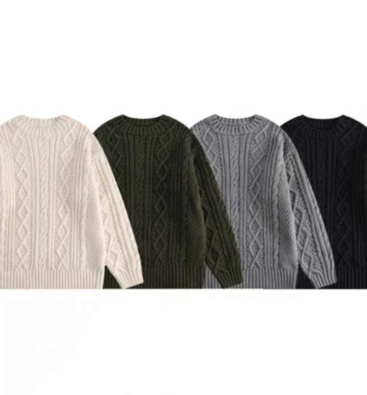 American retro twist knitted couple sweater spring and autumn loose all-match knitted coat