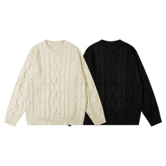 Round-neck Japanese-style twisted loose sweater for outerwear Hong Kong-style knitted jacket
