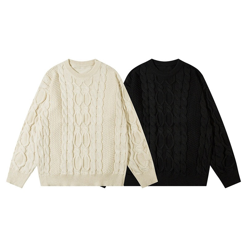 Round-neck Japanese-style twisted loose sweater for outerwear Hong Kong-style knitted jacket