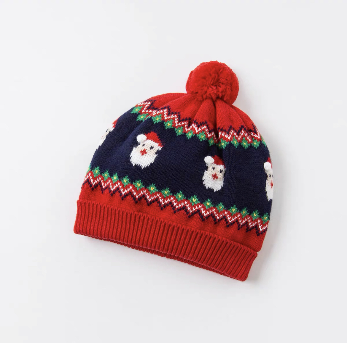 Winter Warm Ear Protector Knitted Hat Santa Claus Wool Ball Cap Color Can Be Customized