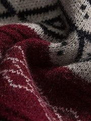 Round neck oversized mixed jacquard knitted sweater, loose and warm