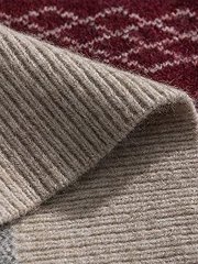 Round neck oversized mixed jacquard knitted sweater, loose and warm