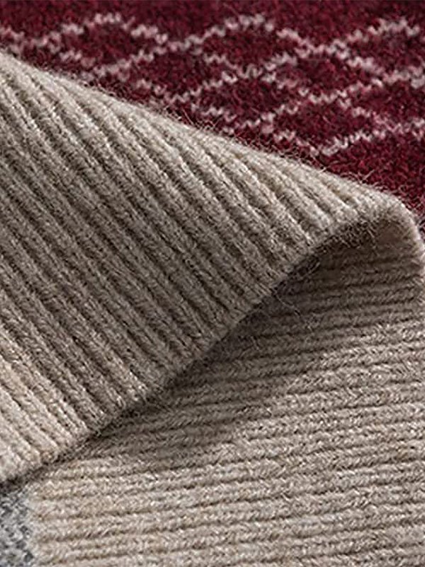 Round neck oversized mixed jacquard knitted sweater, loose and warm