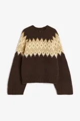 Women's autumn new fashionable color block knitted sweater warm and thickened