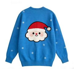 Playful Reindeer Snowman Ugly Christmas Sweater, Festive Snowflake Knit Pullover for Holiday Parties
