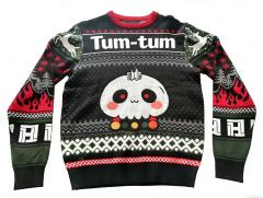 Chibi Skull Gothic Christmas Knit Sweater, Cute Reindeer & Snowflake Ugly Sweater for Holiday Parties