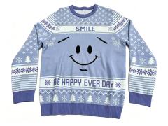 Viral Smile Fair Isle Knit Sweater - "Be Happy Everyday" Cozy Christmas Pullover