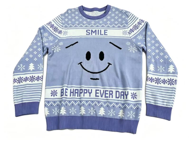 Viral Smile Fair Isle Knit Sweater - "Be Happy Everyday" Cozy Christmas Pullover