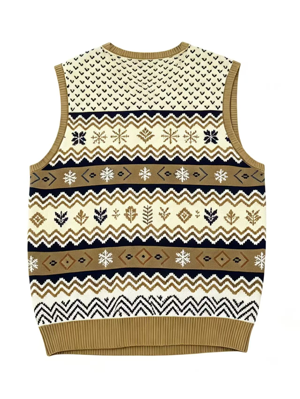 Christmas Fair Isle Vest Retro Winter Vibe Sweater
