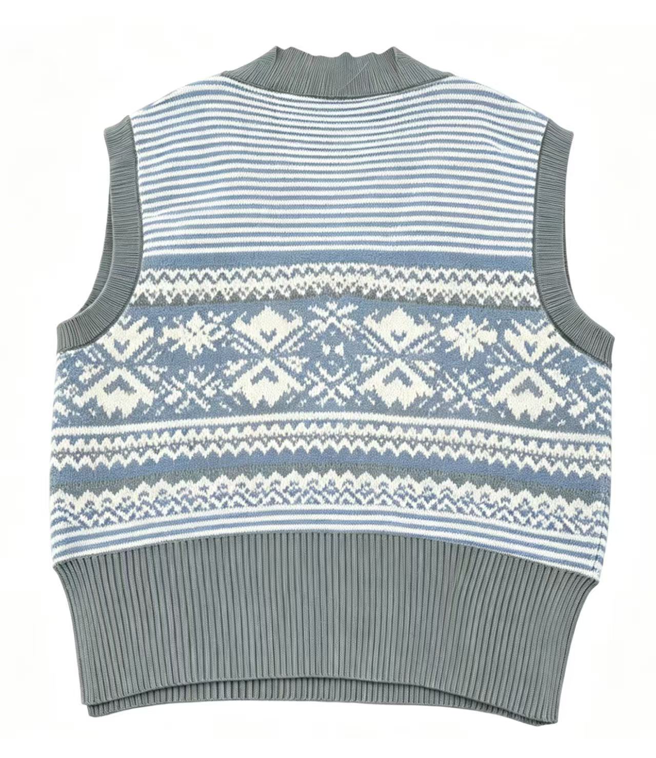 Blue Fair Isle Knit Vest | Viral Academia Layering Staple