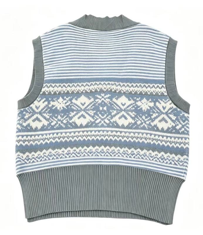Blue Fair Isle Knit Vest | Viral Academia Layering Staple