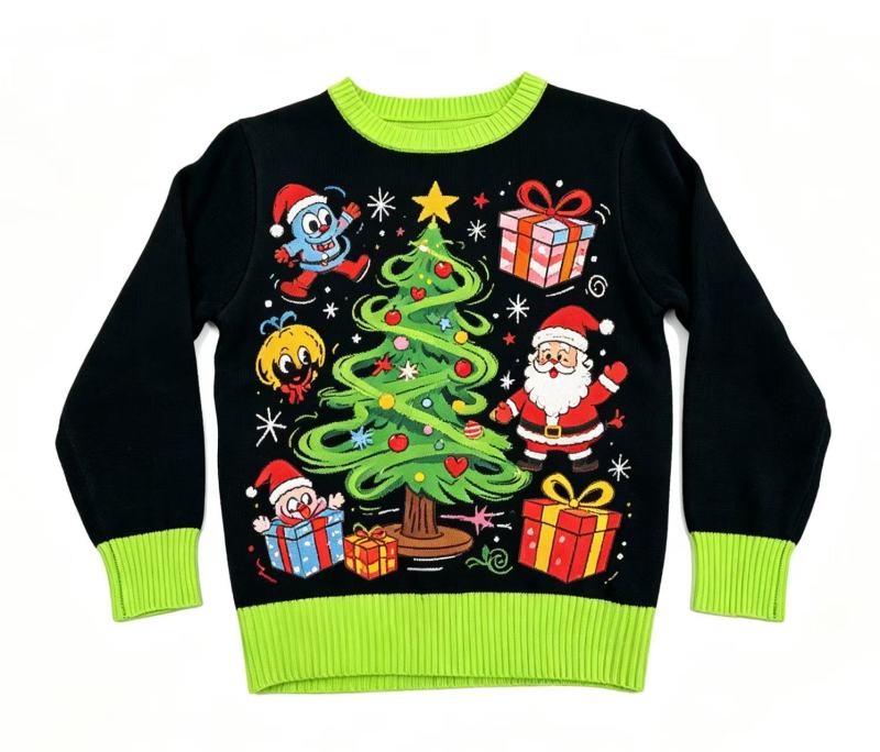 Funky Christmas Cartoon Knit Sweater for Kids