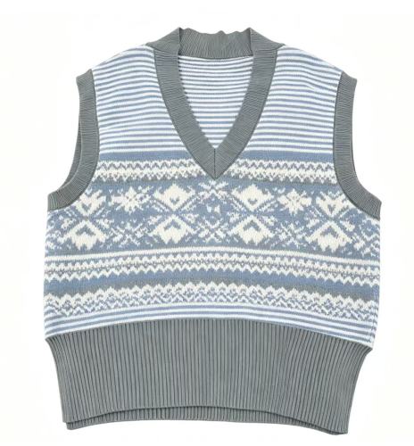 Blue Fair Isle Knit Vest | Viral Academia Layering Staple