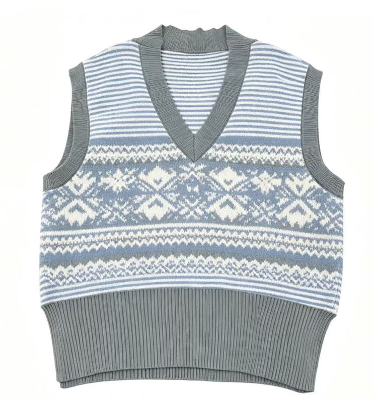 Blue Fair Isle Knit Vest | Viral Academia Layering Staple