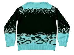 Cute Otter Rowing Boat Knit Sweater - Ocean Wave & Pixel Star Pattern Pullover