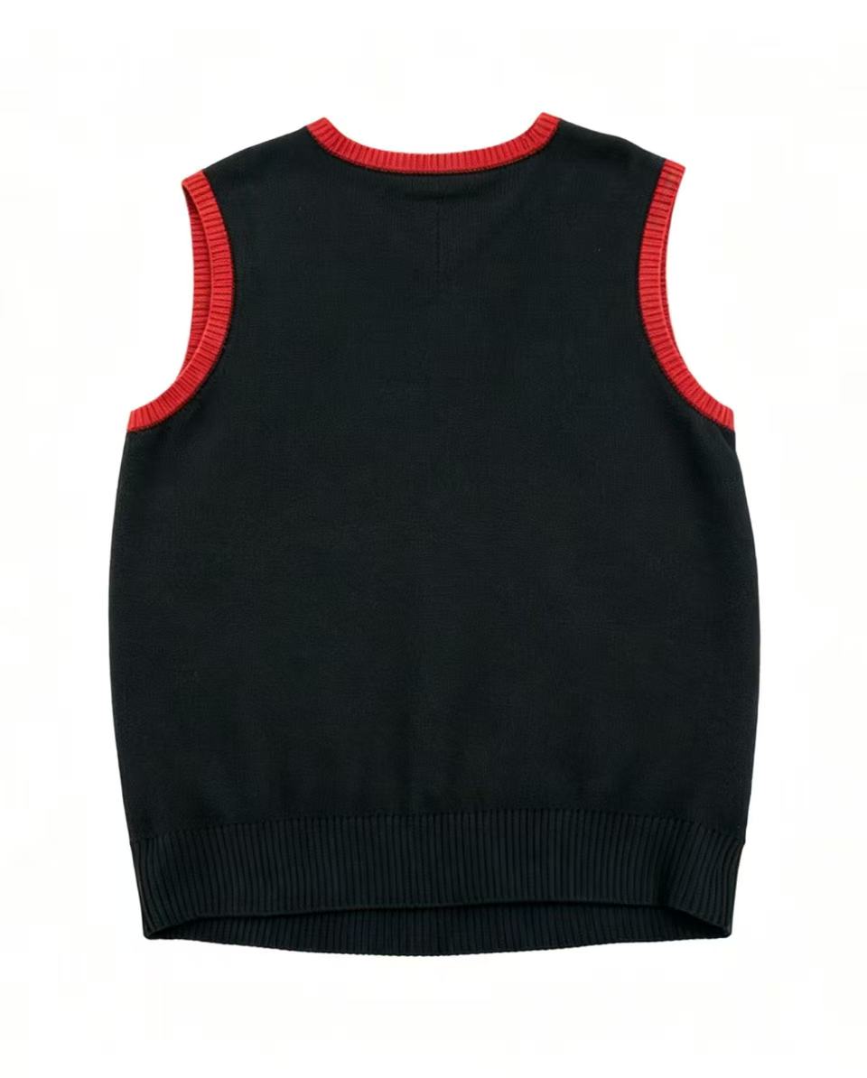 Fair Isle Knit Vest with Red & White Snowflake Pattern