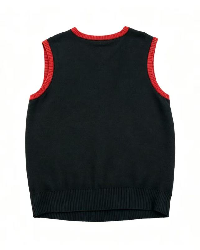 Fair Isle Knit Vest with Red & White Snowflake Pattern