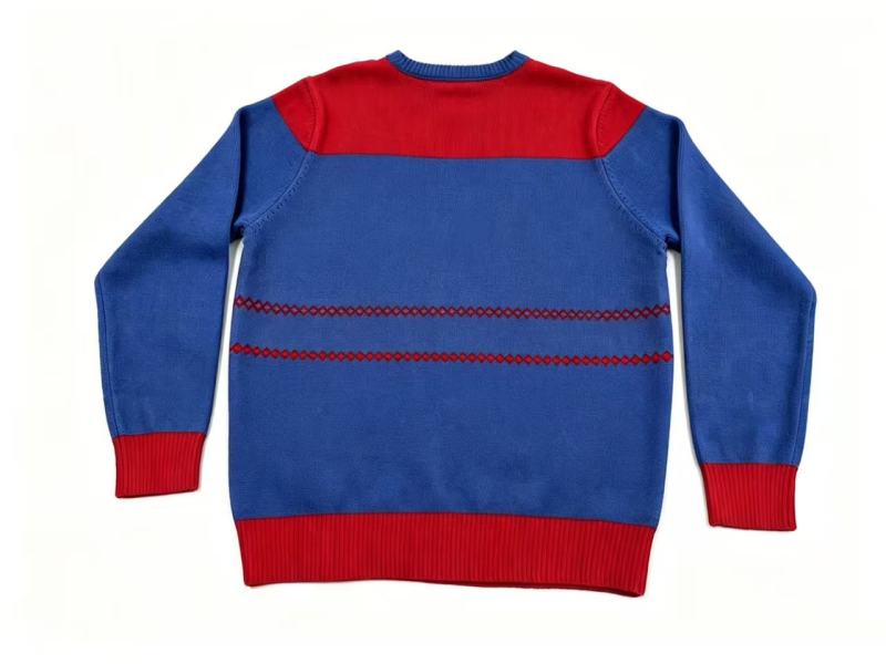 Ugly Christmas Sweater with Gingerbread House & Snowman Motifs