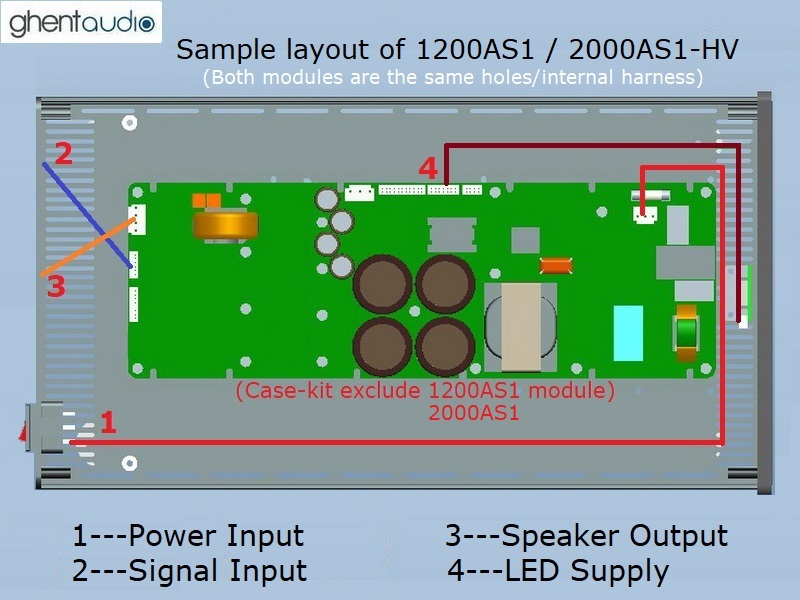 (BH365a-M1) DIY Mono Case-kit for ICEpower 1200AS1