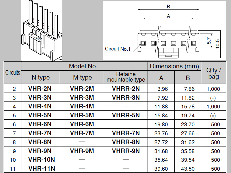 VHR-4N Housing & Contact (4-ways)