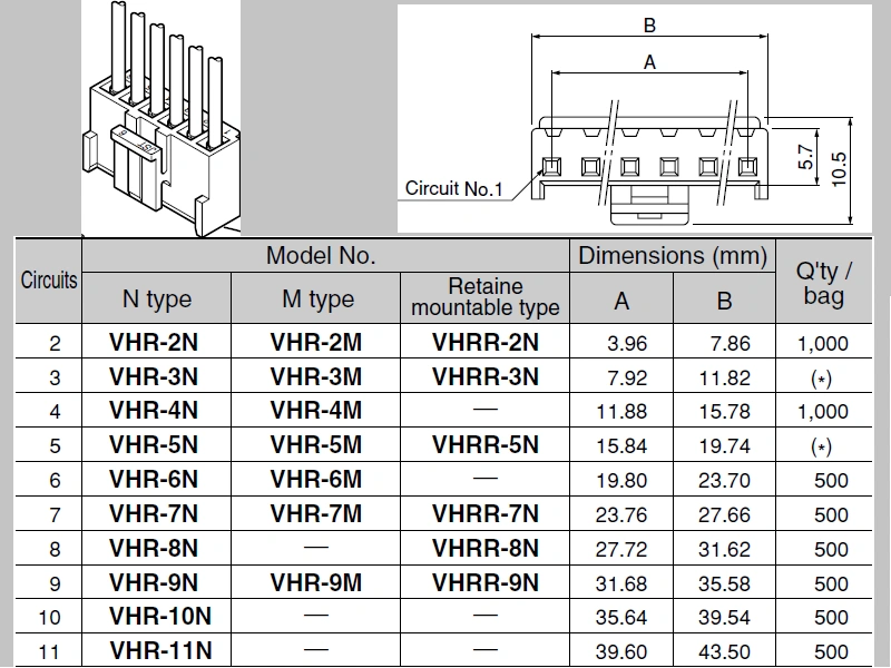 VHR-9N Housing & Contact (9-ways)