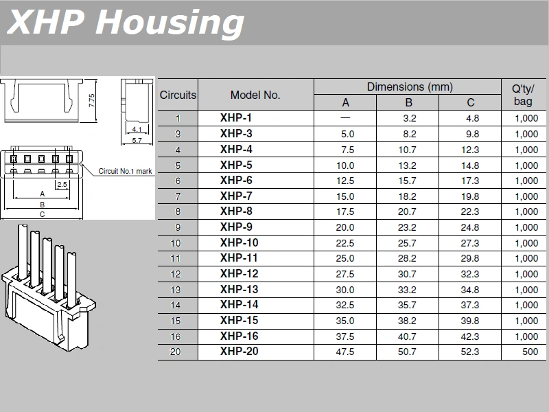 XHP-3 Housing & Contact (3-ways)