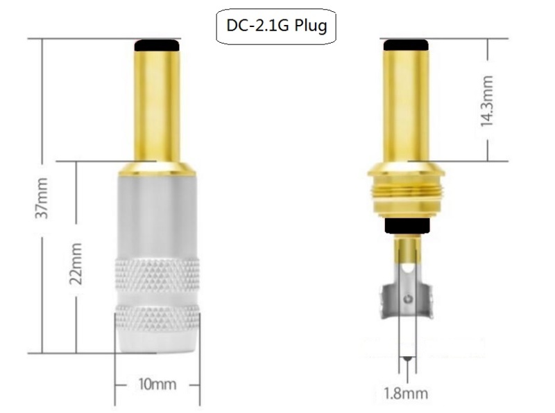 Oyaide DC-2.1G (5.5/2.1mm) Male Gold-plated Connector