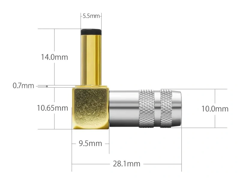 Oyaide DC-2.5GL (Right-angle) Male Gold-plated Connector
