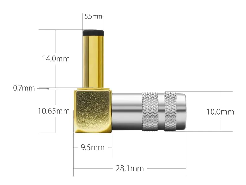 Oyaide DC-2.5GL (Right-angle) Male Gold-plated Connector
