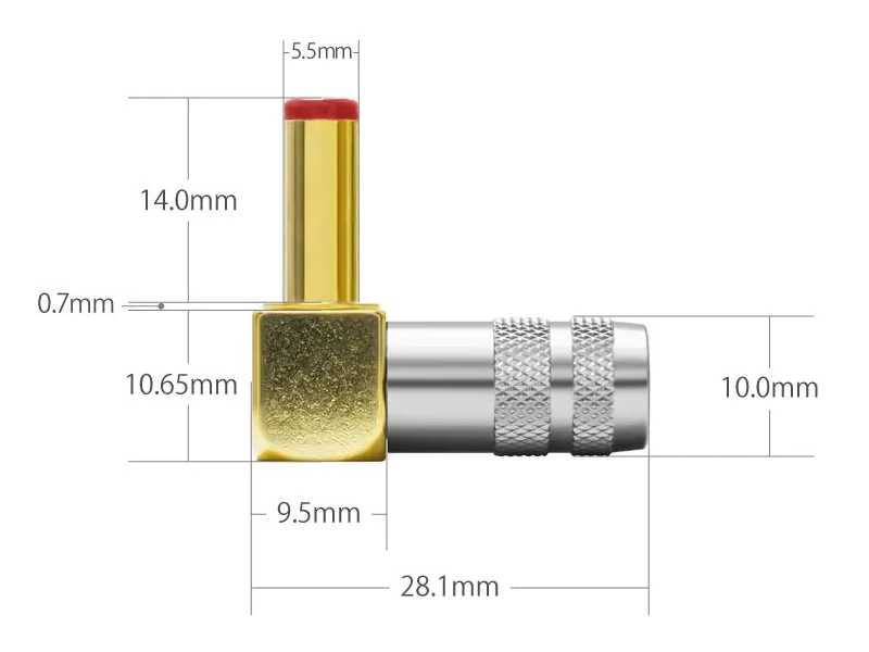 Oyaide DC-2.5GL (Right-angle) Male Gold-plated Connector