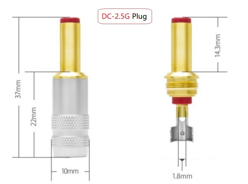 Oyaide DC-2.1G (5.5/2.1mm) Male Gold-plated Connector