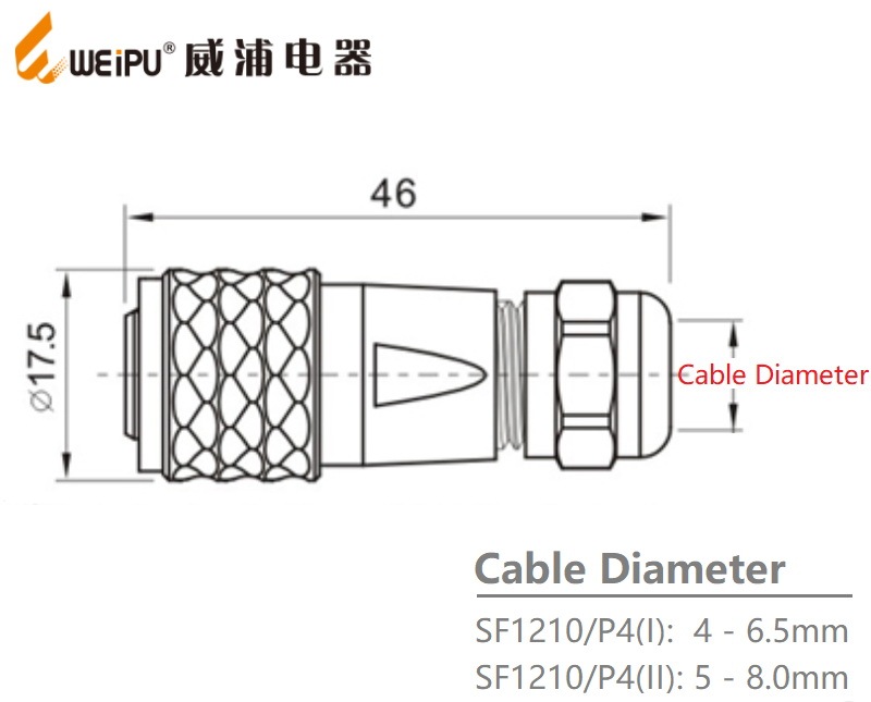 Weipu SF1210/P4 4-Pin Circular Connector