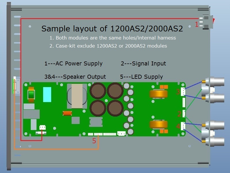 (D365a-S3) DIY Stereo Case-kit For ICEpower 2000AS2-HV