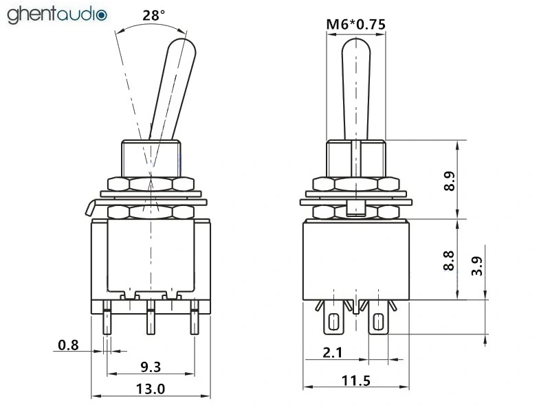 GP901 DPDT 6P On-Off-On Toggle Switch