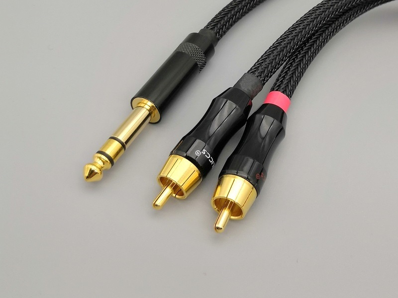 C01 --- 6.35mm TRS to Dual RCA Choseal 4N-OFC Y-cable