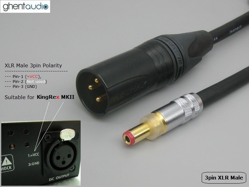 DC30 --- XLR Male-3P DC cable for KingRex MKII