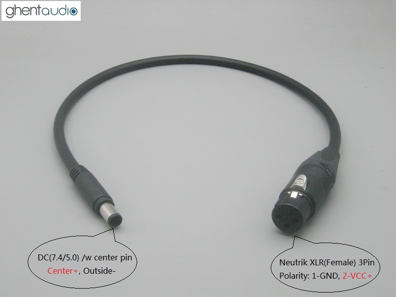 DC25 --- XLR Female-3P DC cable for HDPlex PSU